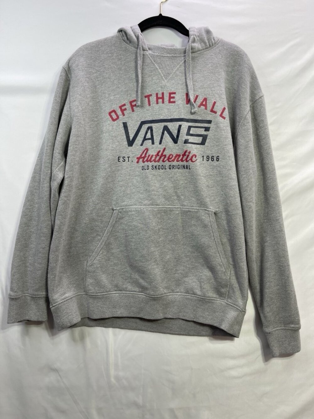 VANS  Gray Pullover Hoodie Sweatshirt Men's Long Sleeve Logo Sz Large